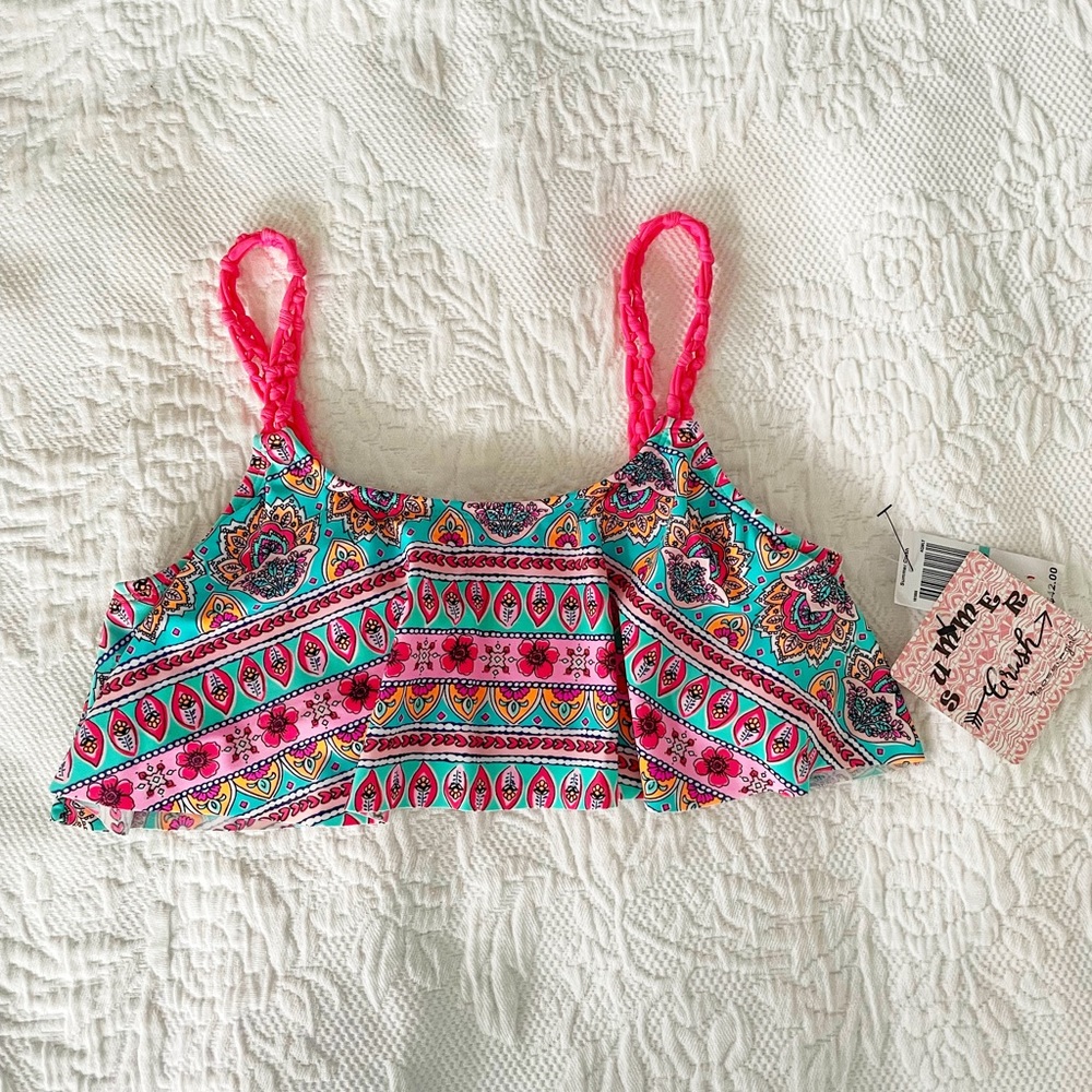 NWT Summer Crush by Gossip Girl Kids Teen Pink Bikini Swimsuit Top Size 16